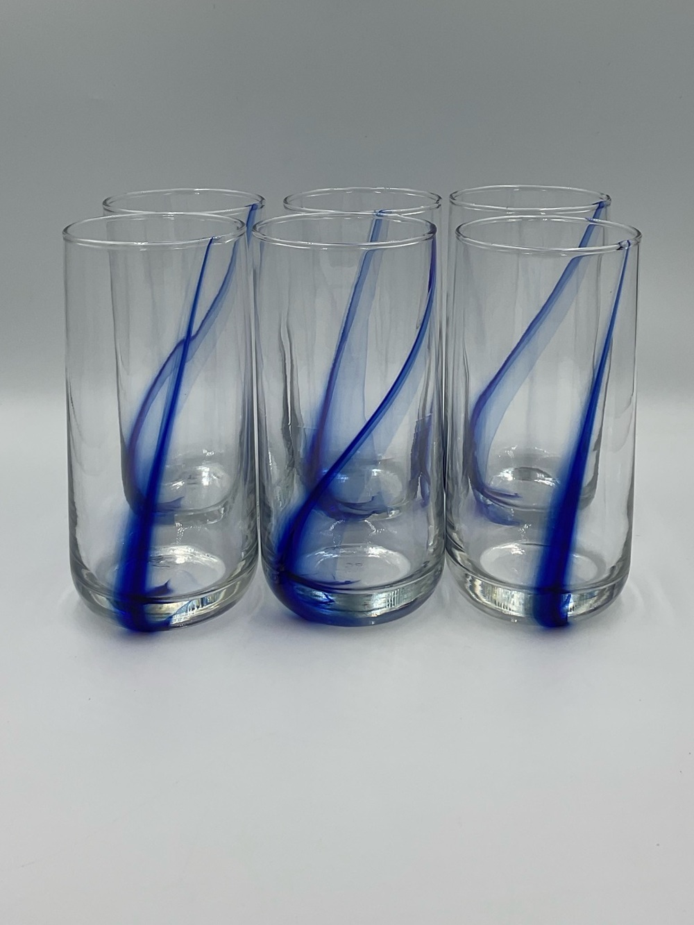 Libbey Blue Ribbon Impressions Glass Tumblers Set of 6 Pieces